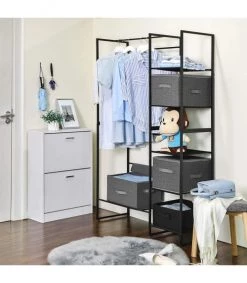 Calicosy Boîtes De Rangement Grises Pliables Avec Poignées Et Couvercle -H25 Cm -Accessoires de cheminée Soldes boites de rangement grises pliables avec poignees et couvercle h25 cm 2