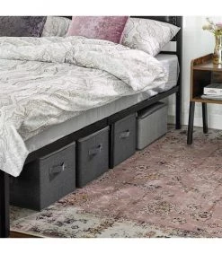 Calicosy Boîtes De Rangement Grises Pliables Avec Poignées Et Couvercle -H25 Cm -Accessoires de cheminée Soldes boites de rangement grises pliables avec poignees et couvercle h25 cm 3