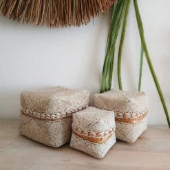 My Bliss Home Paniers Et Corbeilles Boites Décoratives Beiges Avec Coquillages 15 X 15cm -Accessoires de cheminée Soldes boites decoratives beiges avec coquillages 15 x 15cm 3