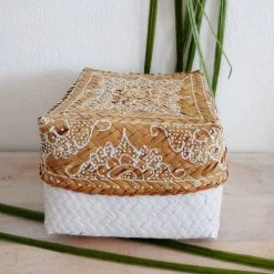 My Bliss Home Paniers Et Corbeilles Boîtes En Bambou Blanches Lot De 3 -Accessoires de cheminée Soldes boites en bambou blanches lot de 3 2