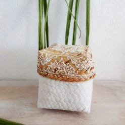 My Bliss Home Paniers Et Corbeilles Boîtes En Bambou Blanches Lot De 3 -Accessoires de cheminée Soldes boites en bambou blanches lot de 3 4