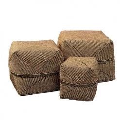 My Bliss Home Paniers Et Corbeilles Boites En Bambou Dorées Lot De 3