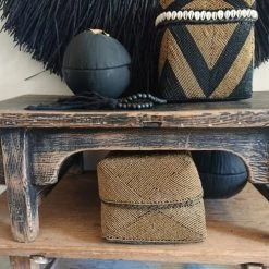 My Bliss Home Paniers Et Corbeilles Boites En Bambou Dorées Lot De 3 -Accessoires de cheminée Soldes boites en bambou dorees lot de 3 4