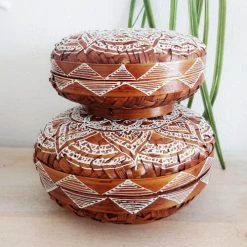 My Bliss Home Paniers Et Corbeilles Boîtes En Bambou Rondes Lot De 3 -Accessoires de cheminée Soldes boites en bambou rondes lot de 3 2