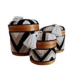 My Bliss Home Paniers Et Corbeilles Boîtes Multicolores En Bambou Lot De 3