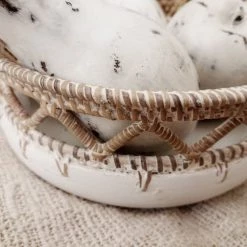 My Bliss Home Paniers Et Corbeilles Bol Rond En Bois Et Rotin D30xH10 Cm -Accessoires de cheminée Soldes bol rond en bois et rotin d30xh10 cm 1