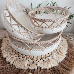 My Bliss Home Paniers Et Corbeilles Bol Rond En Bois Et Rotin X3 -Accessoires de cheminée Soldes bol rond en bois et rotin x3 3