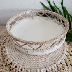 My Bliss Home Paniers Et Corbeilles Bol Rond En Bois Et Rotin X3 -Accessoires de cheminée Soldes bol rond en bois et rotin x3 5