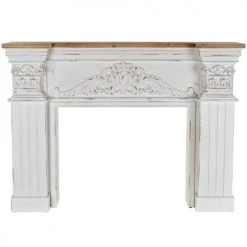 Wadiga Accessoires De Cheminée Cheminée Décorative Classique En Bois Bicolore Bois Et Blanc L144cm