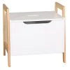 Toilinux Paniers Et Corbeilles Coffre à Jouets L. 49 X H. 48 Cm Blanc -Accessoires de cheminée Soldes coffre a jouets l 49 x h 48 cm blanc