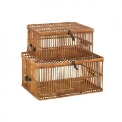 LANADECO Paniers Et Corbeilles Coffres Rotin Miel - Lot De 2 -Accessoires de cheminée Soldes coffres rotin miel lot de 2 2