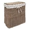 Meubletmoi Paniers Et Corbeilles Corbeille à Linge En Kubu Naturel Tressé Et Tissu Blanc -Accessoires de cheminée Soldes corbeille a linge en kubu naturel tresse et tissu blanc
