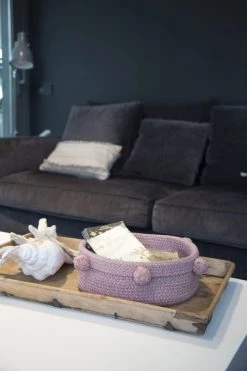 Lorena Canals Paniers Et Corbeilles Corbeille En Coton Rose 12xØ30 -Accessoires de cheminée Soldes corbeille en coton rose 12xoe30 1