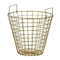 Beliani Paniers Et Corbeilles Corbeille En Métal Doré -Accessoires de cheminée Soldes corbeille en metal dore 2