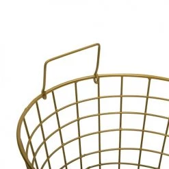 Beliani Paniers Et Corbeilles Corbeille En Métal Doré -Accessoires de cheminée Soldes corbeille en metal dore 4