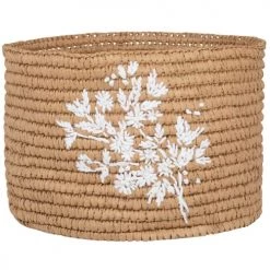 Maisons Du Monde Paniers Et Corbeilles Corbeille En Papier Et Broderie Marron Et Blanche