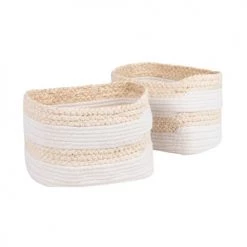 Maisons Du Monde Paniers Et Corbeilles Corbeilles En Fibre De Maïs Et Coton Blanc (x3) -Accessoires de cheminée Soldes corbeilles en fibre de mais et coton blanc x3 1000 15 0 205902 2
