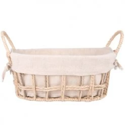 Maisons Du Monde Paniers Et Corbeilles Corbeilles Ovales En Jacinthe D'eau Et Lin (x2) -Accessoires de cheminée Soldes corbeilles ovales en jacinthe d eau et lin x2 1000 4 3 207217 3