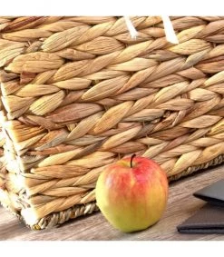 Casâme Paniers Et Corbeilles Cube De Rangement En Jacinthe D'eau - 32x32x32/33cm - Marron -Accessoires de cheminée Soldes cube de rangement en jacinthe d eau 32x32x32 33cm marron 3