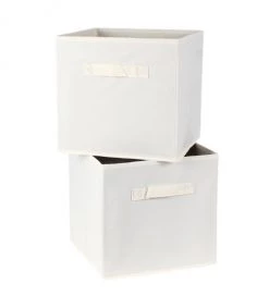 Casâme Boîtes Cube De Rangement Intissé 28x28cm - Lot De 2 - Écru