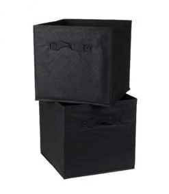 Casâme Boîtes Cube De Rangement Intissé 28x28cm - Lot De 2 - Noir