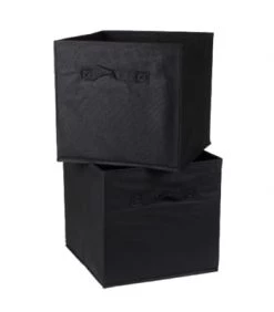 Casâme Boîtes Cube De Rangement Intissé 28x28cm - Lot De 2 - Gris -Accessoires de cheminée Soldes cube de rangement intisse 28x28cm lot de 2 noir 5