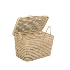 HYDILE Paniers Et Corbeilles Grand Coffre De Rangement En Fibres Naturelles -Accessoires de cheminée Soldes grand coffre de rangement en fibres naturelles 2