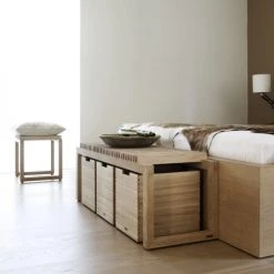 Skagerak Boîtes Grande Boîte Avec Roulettes En Teck -Accessoires de cheminée Soldes grande boite avec roulettes en teck 2