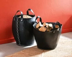 Becquet Paniers Et Corbeilles Grande Panier En Caoutchou Noir -Accessoires de cheminée Soldes grande panier en caoutchou noir 2