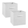 Calicosy Boîtes Lot De 2 Cubes En Intissé - 28x28x27cm - Blanc -Accessoires de cheminée Soldes lot de 2 cubes en intisse 28x28x27cm blanc 1