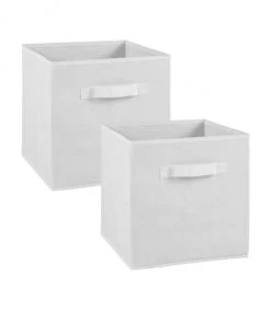 Calicosy Boîtes Lot De 2 Cubes En Intissé - 28x28x27cm - Blanc