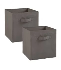 Calicosy Boîtes Lot De 2 Cubes En Intissé - 28x28x27cm - Gris