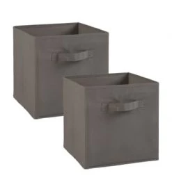 Calicosy Boîtes Lot De 2 Cubes En Intissé - 28x28x27cm - Jaune -Accessoires de cheminée Soldes lot de 2 cubes en intisse 28x28x27cm gris 3