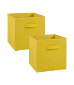 Calicosy Boîtes Lot De 2 Cubes En Intissé - 28x28x27cm - Gris -Accessoires de cheminée Soldes lot de 2 cubes en intisse 28x28x27cm jaune
