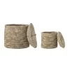 Bloomingville Paniers Et Corbeilles Lot De 2 Paniers Avec Couvercle En Crin De Mer Beige -Accessoires de cheminée Soldes lot de 2 paniers avec couvercle en crin de mer beige