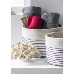 Guy Levasseur Paniers Et Corbeilles Lot De 2 Paniers De Rangement Polycoton Blanc -Accessoires de cheminée Soldes lot de 2 paniers de rangement polycoton blanc 6