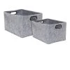 Toilinux Paniers Et Corbeilles Lot De 2 Paniers De Rangement Rectangulaires En Polyester Gris -Accessoires de cheminée Soldes lot de 2 paniers de rangement rectangulaires en polyester gris