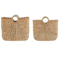 Beliani Paniers Et Corbeilles Lot De 2 Paniers En Jacinthe D'eau Naturel -Accessoires de cheminée Soldes lot de 2 paniers en jacinthe d eau naturel 2