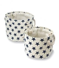 Casâme Paniers Et Corbeilles Lot De 2 Paniers En Toile Motif Constellation - Blanc