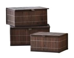 Becquet Lot De 3 Boîtes Gigognes En Bambou Beige -Accessoires de cheminée Soldes lot de 3 boites gigognes en bambou marron