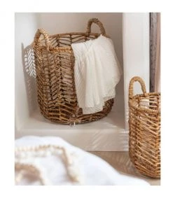 Calicosy Paniers Et Corbeilles Lot De 3 Paniers Empilables En Feuille De Banane - Marron -Accessoires de cheminée Soldes lot de 3 paniers empilables en feuille de banane marron 2