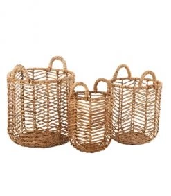 Calicosy Paniers Et Corbeilles Lot De 3 Paniers Empilables En Feuille De Banane - Marron