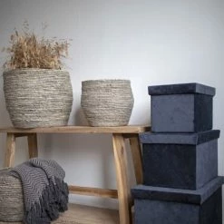 House Nordic Paniers Et Corbeilles Lot De 3 Paniers En Feuille De Maïs Naturel -Accessoires de cheminée Soldes lot de 3 paniers en feuille de mais naturel 5