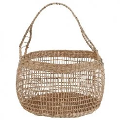 Beliani Paniers Et Corbeilles Lot De 3 Paniers En Herbes Marines Naturels -Accessoires de cheminée Soldes lot de 3 paniers en herbes marines naturels 2