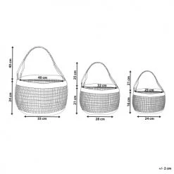 Beliani Paniers Et Corbeilles Lot De 3 Paniers En Herbes Marines Naturels -Accessoires de cheminée Soldes lot de 3 paniers en herbes marines naturels 5