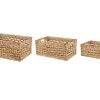 Beliani Paniers Et Corbeilles Lot De 3 Paniers En Jacinthe D'eau Naturels -Accessoires de cheminée Soldes lot de 3 paniers en jacinthe d eau naturels