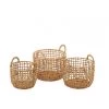 Calicosy Paniers Et Corbeilles Lot De 3 Paniers Ronds En Jacinthe D'eau - Marron -Accessoires de cheminée Soldes lot de 3 paniers ronds en jacinthe d eau marron