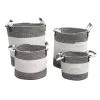 Meubletmoi Paniers Et Corbeilles Lot De 4 Paniers Rond En Corde De Coton Marron Et Blanc -Accessoires de cheminée Soldes lot de 4 paniers rond en corde de coton marron et blanc