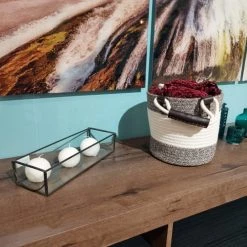 Meubletmoi Paniers Et Corbeilles Lot De 4 Paniers Rond En Corde De Coton Marron Et Blanc -Accessoires de cheminée Soldes lot de 4 paniers rond en corde de coton marron et blanc 4