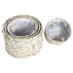 Mobili Rebecca Paniers Et Corbeilles Lot De 4 Paniers Ronds En Tissu Beige Clair -Accessoires de cheminée Soldes lot de 4 paniers ronds en tissu beige clair 2